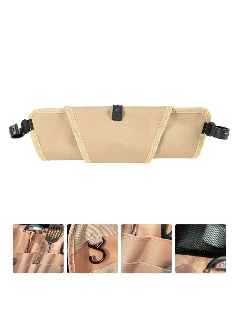 Tria ngle Storage Bag, Pouch Camping Tool Organizer, Picnic Cutlery Pouch Tableware Barbecue Accessories Hanging Bag Multifunction Oxford Cloth