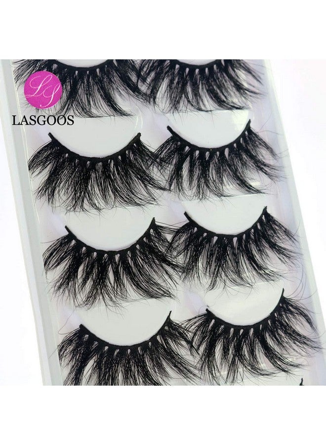 Mink Lashes 25Mm False Eyelashes Lasgoos Siberian Luxurious Soft Cross Thick Very Long Wedding Dram Party 5 Pairs Pack 3D Fake Eye Lashes (E875)