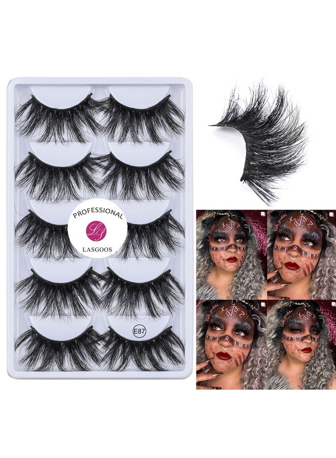 Mink Lashes 25Mm False Eyelashes Lasgoos Siberian Luxurious Soft Cross Thick Very Long Wedding Dram Party 5 Pairs Pack 3D Fake Eye Lashes (E875)