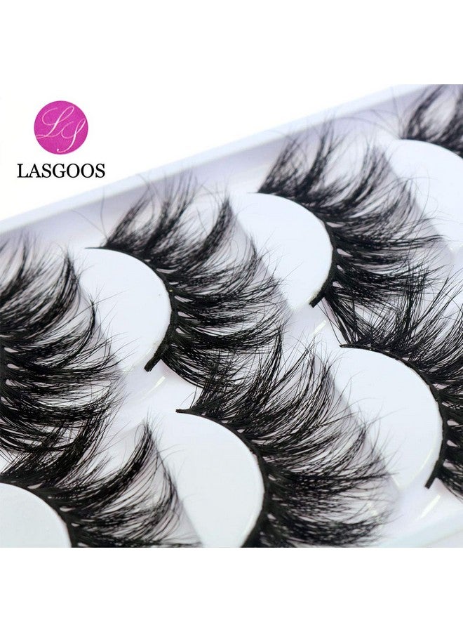 Mink Lashes 25Mm False Eyelashes Lasgoos Siberian Luxurious Soft Cross Thick Very Long Wedding Dram Party 5 Pairs Pack 3D Fake Eye Lashes (E875)