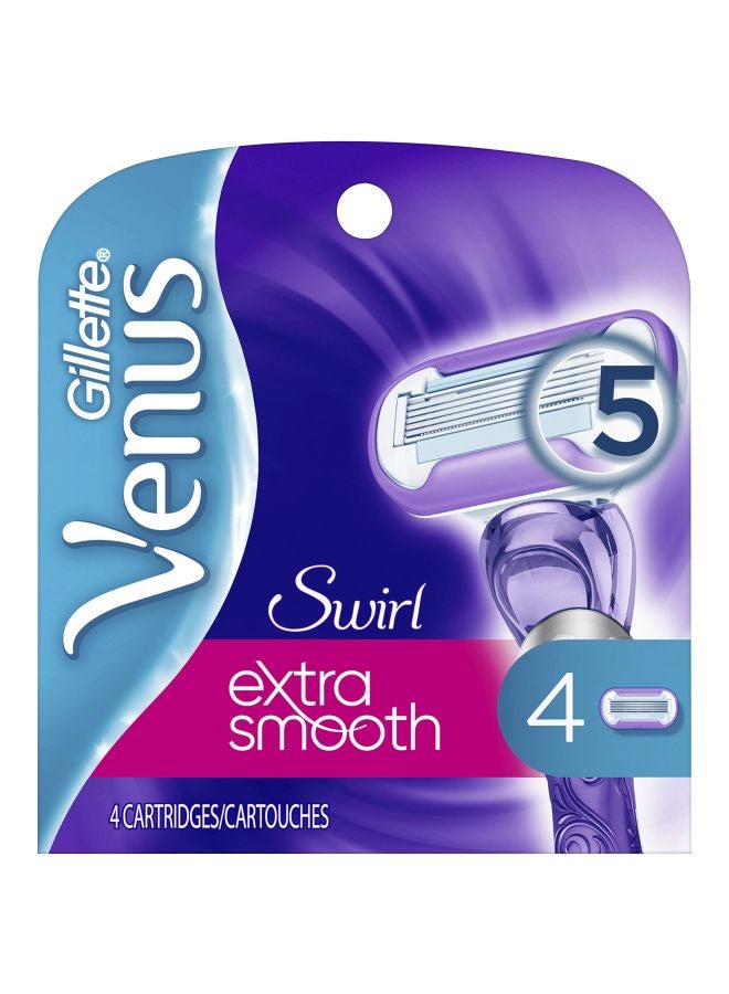 4-Piece Swirl Extra Smooth Razor Blade Refills Purple/Silver