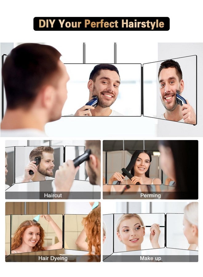 3 Way Mirror For Self Hair Cutting360 Trifold Barber Mirrors 3 Sided Makeup Mirror To See Back Of Headused For Hair Coloringbraidinggood Gifts For Men Women (Without Led)