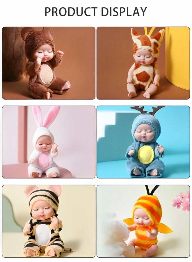 6Pcs Reborn Baby Dolls，Mini Baby Soft Skin Realistic-Newborn Baby Dolls,Sleeping Dolls with Clothes,Pretend toys for Girls