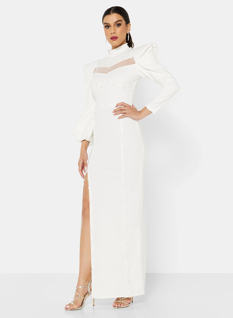 Slit Bodycon Dress white