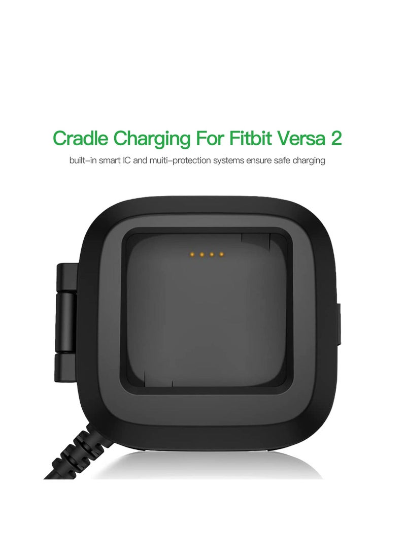 Compatible with Fitbit Versa 2 Charger, Upgraded Easy USB Charger for Replacement Dock Stand Cable Smart Watch, 3Ft Sturdy Power Cord (ONLY 2)