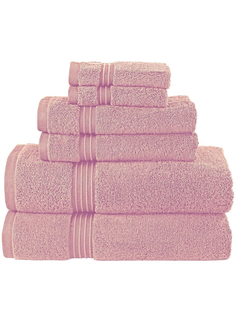 Comfy 6 Pieces Towel Set - 2 Bath Towels, 2 Hand Towels, and 4 Washcloths, 600 GSM 100% Combed Cotton Highly Absorbent Towels for Bathroom, Shower Towel