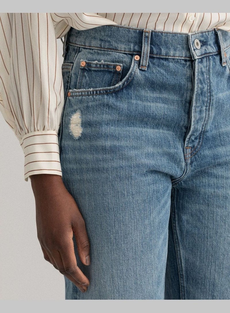 GANT Relaxed Straight Leg High-Waisted Rip Jeans