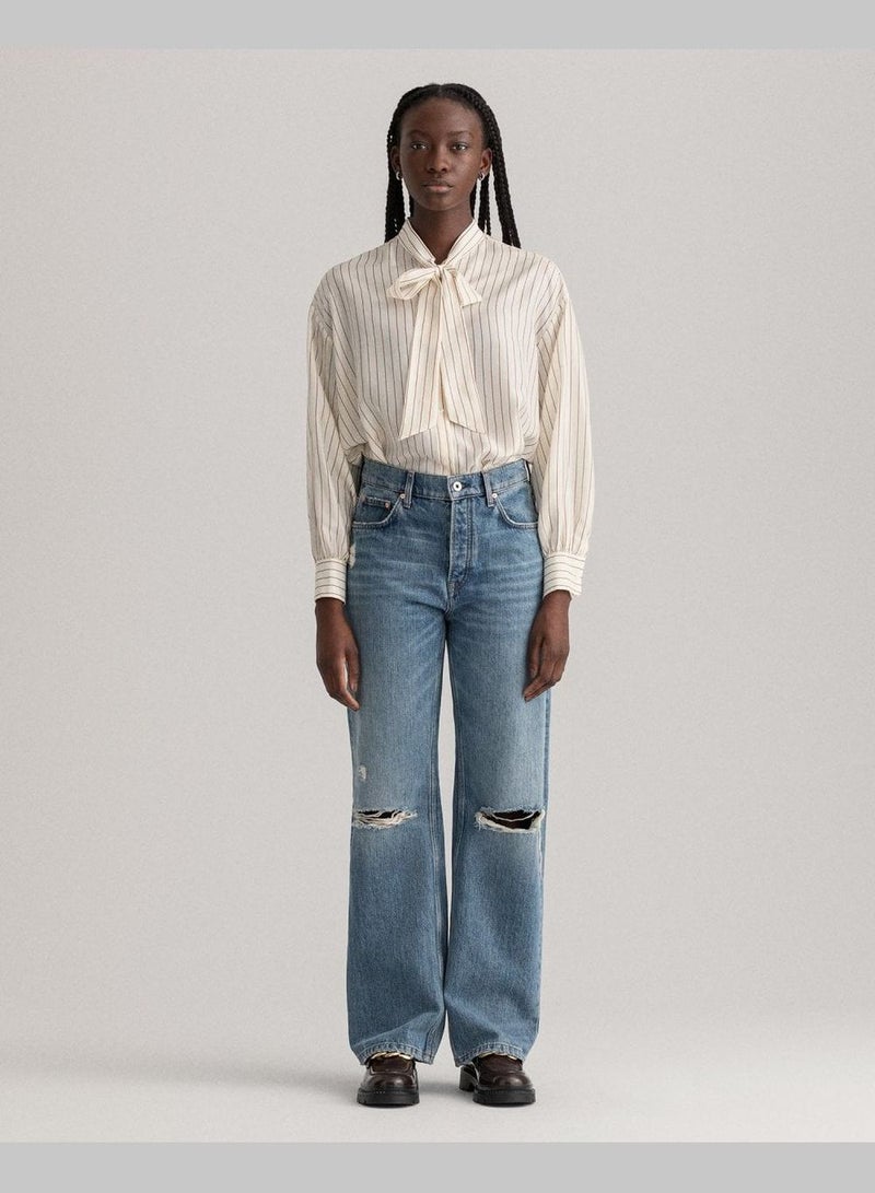GANT Relaxed Straight Leg High-Waisted Rip Jeans