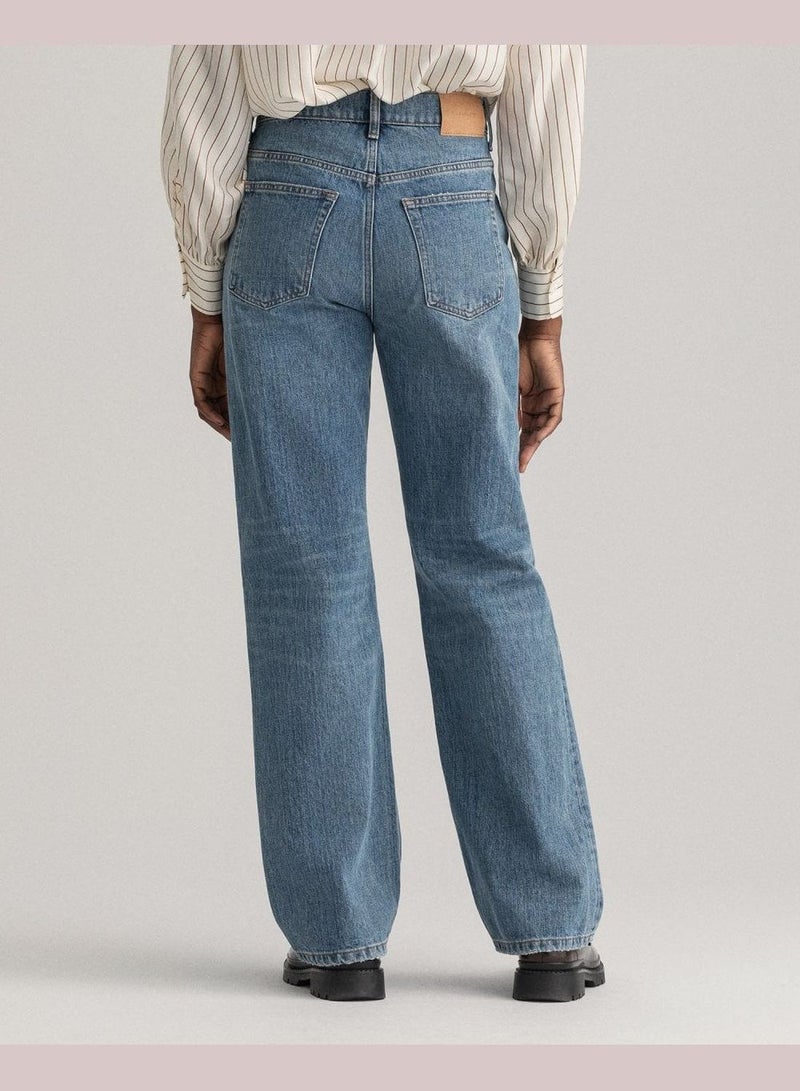 GANT Relaxed Straight Leg High-Waisted Rip Jeans