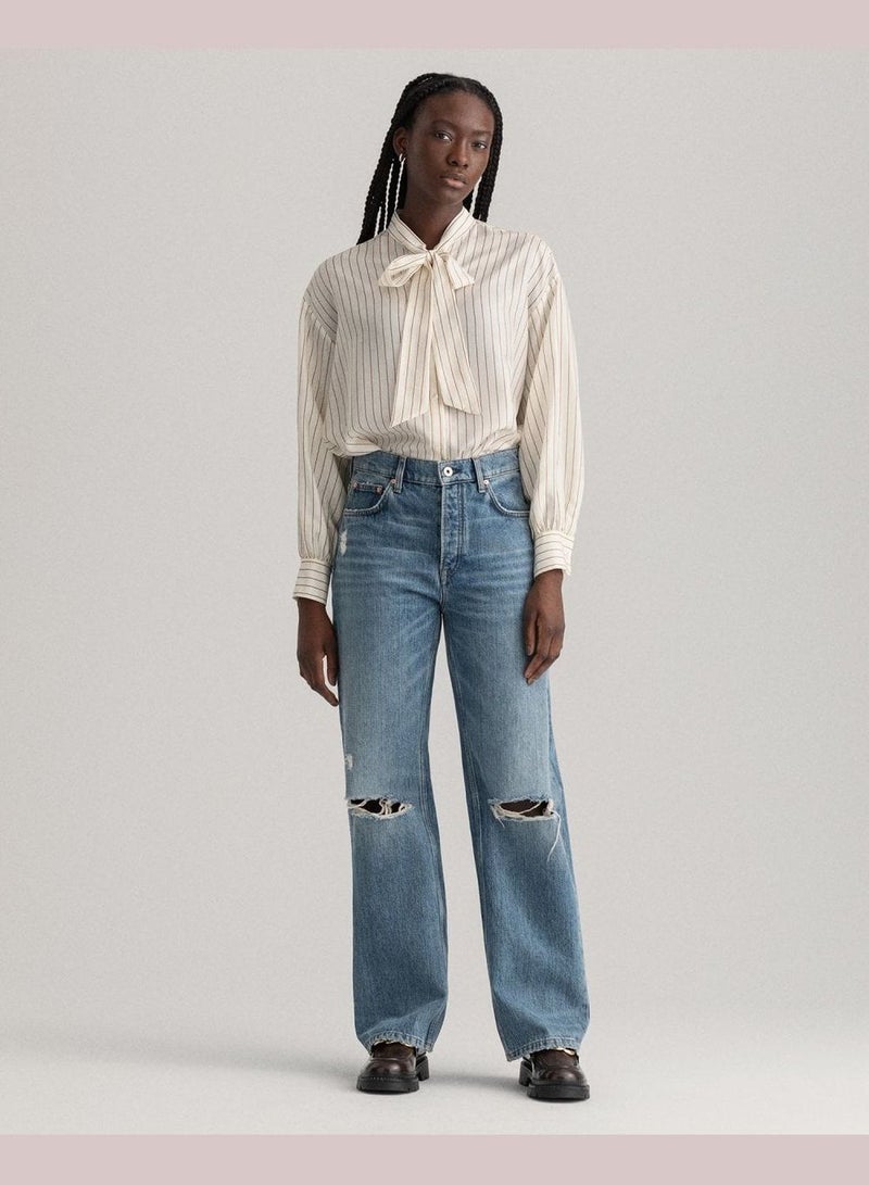 GANT Relaxed Straight Leg High-Waisted Rip Jeans