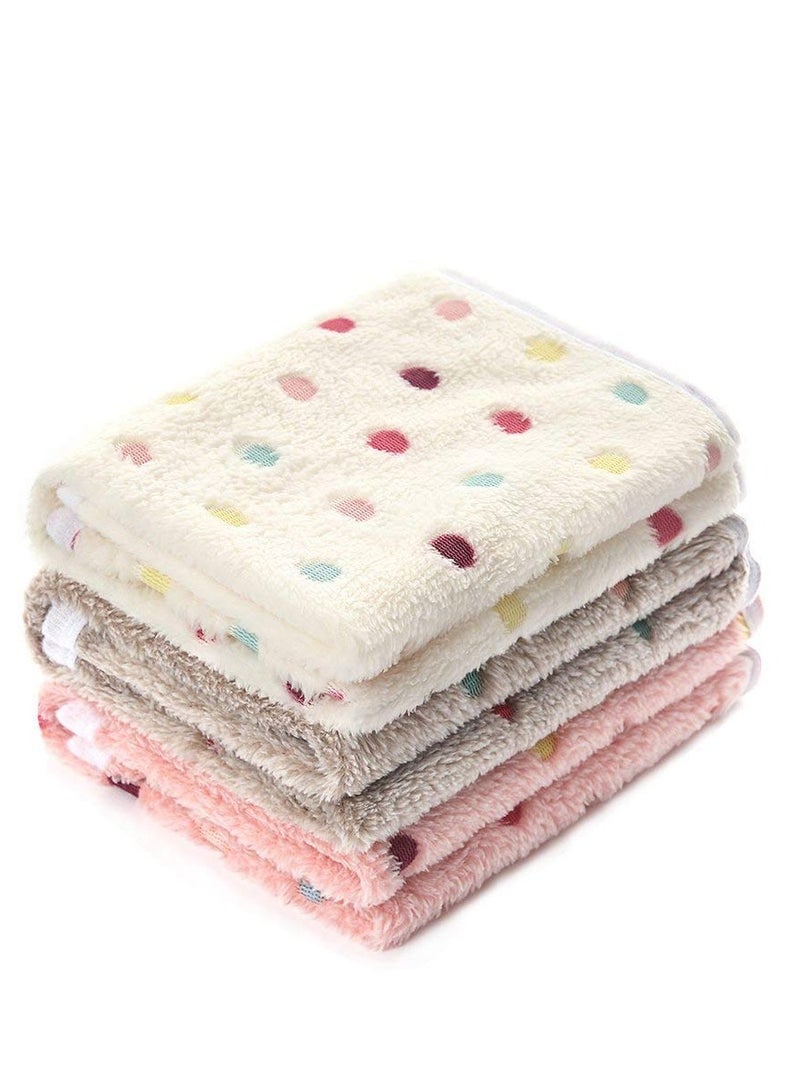 3 Blankets Super Soft and Fluffy Quality Wool Pet Blanket Facecloth Blanket for Dogs Puppies Cats Sleeping Blanket (3 Colors, 76x52cm)