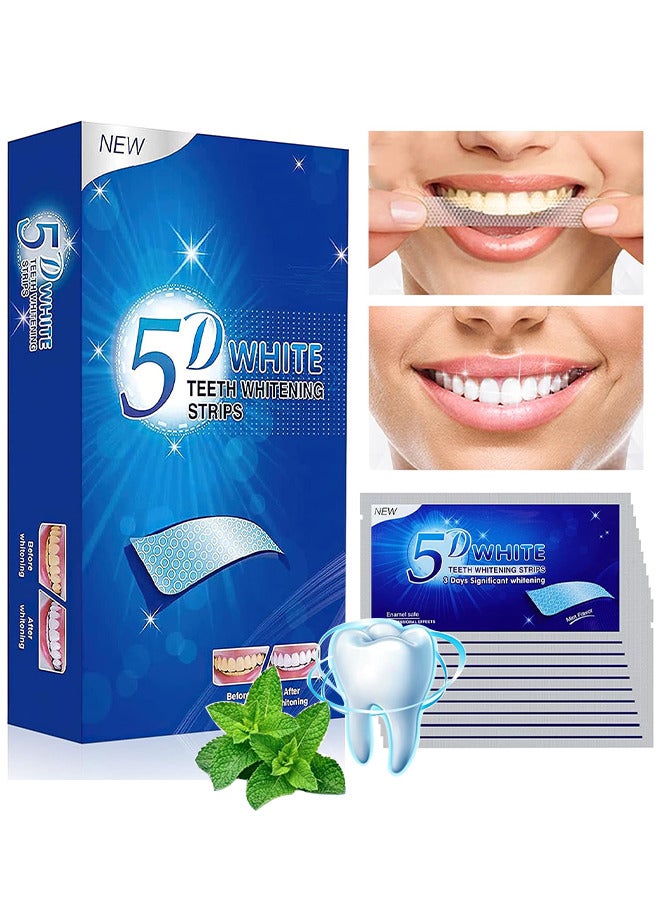5D White Teeth Whitening Strips, For Reduce Teeth Sensitive, Teeth Whitener Clean Teeth Safely, Effectively Remove Coffee, Tobacco Stains, Professional And Safe White Strips (7 Sets)
