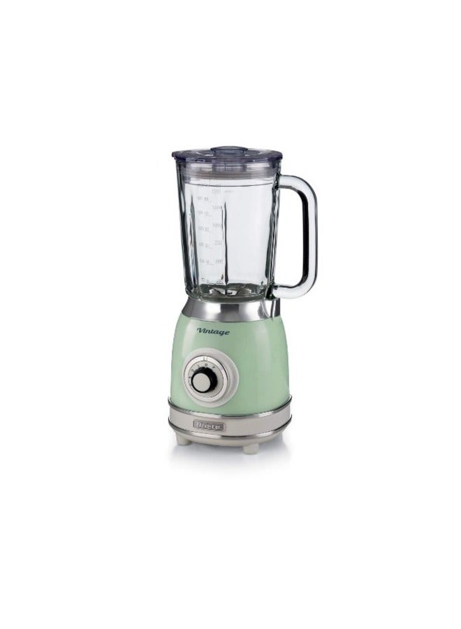 Vintage Green Blender 1.5L. Glss Cup 4 Stainless Steel Blades 4 Speeds + Pulse Function Removable Cap For Adding Ingredients 1000 W 583 Green