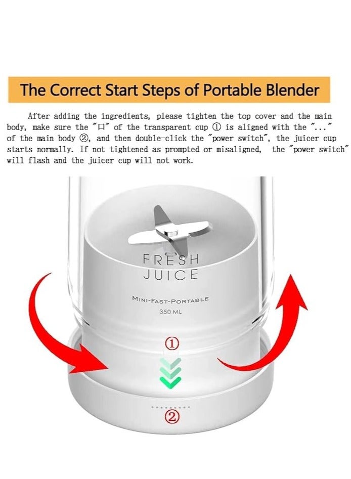 Portable Electric Juicer, 300ML Portable Blender Mini Smoothie Maker with 8 Stainless Steel Blades, USB Rechargeable Juicer Mixer Fruit Food Blender