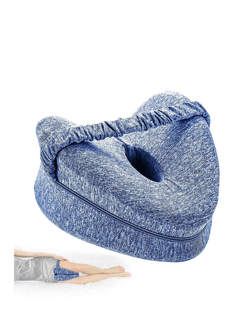 Knee Pillow for Side Sleepers with Elastic Strap, Memory Foam Leg Pillow, Ideal for Spine Alignment, Hip, Back & Joint Pain Relief , for Better Sleeping with Breathable & Washable Cover