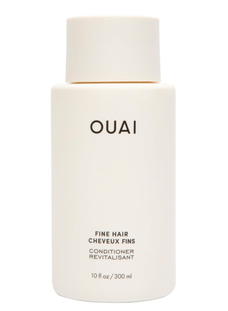 OUAI Fine conditioner this lightweight conditioner gives fine hair softness bounce and volume made with keratin and biotin free from parabens sulfates and phthalates 10 oz