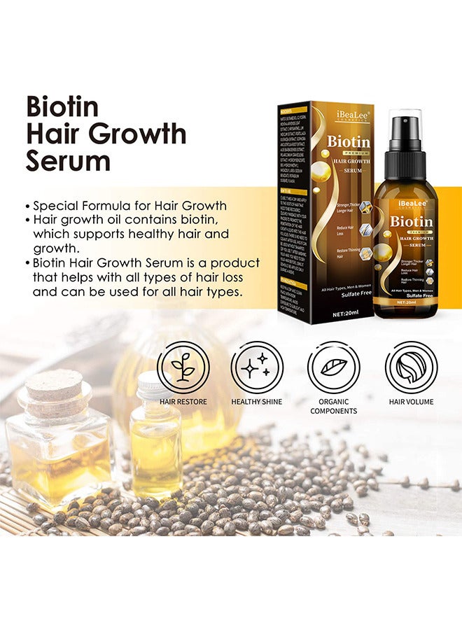 Biotin Hair Regrowth Serum Spray, Hair Essential Spray, Biotin Thickening Herbal Serum, Anti Hair Loss Serum For Hair Growth And Hair Loss, Hair Regrowth For Thicker Longer Fuller Hair