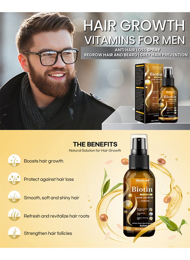 Biotin Hair Regrowth Serum Spray, Hair Essential Spray, Biotin Thickening Herbal Serum, Anti Hair Loss Serum For Hair Growth And Hair Loss, Hair Regrowth For Thicker Longer Fuller Hair