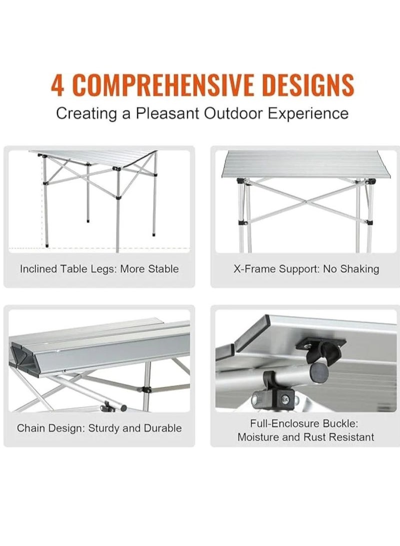 Folding Camping Table Portable Lightweight Aluminum Compact Design with Carry Bag