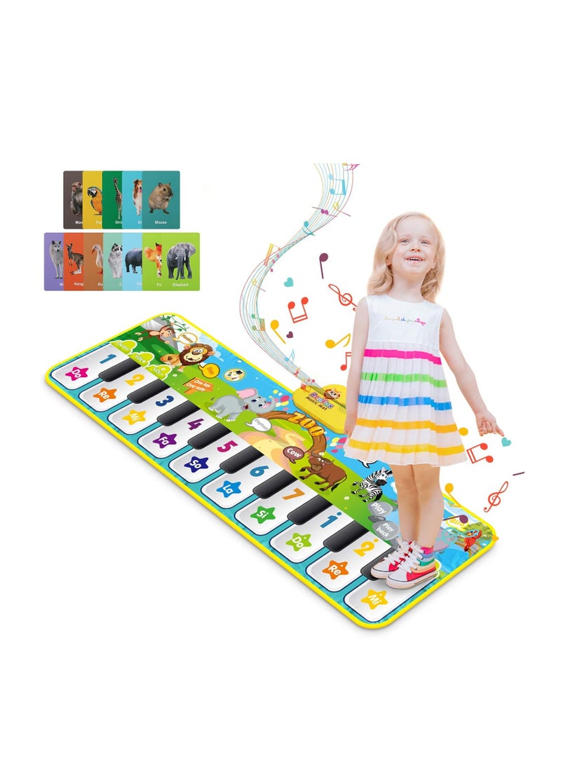 RenFox baby musical mats with 42 music sounds kid floor piano keyboard dance mat animal blanket touch playmat early education toys gift for 1 2 3+ years old toddlers boys girls