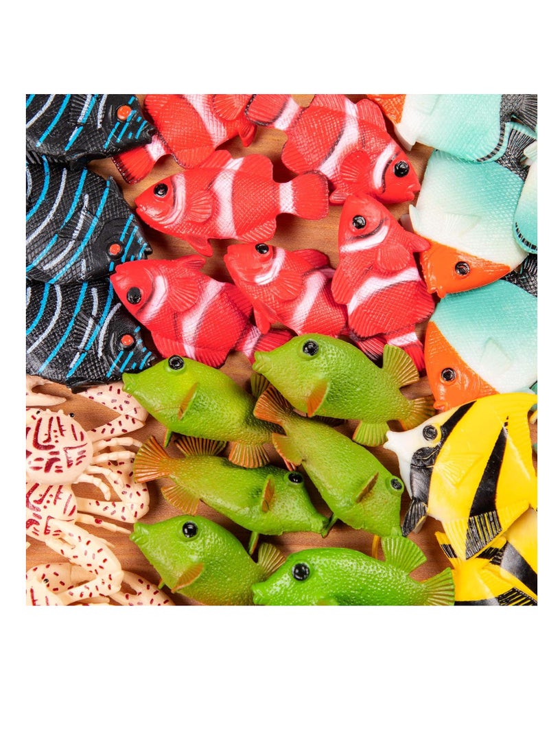 Terra by Battat toy tropical fish & crabs 60 mini figures in 12 realistic designs tropical sea animals in storage tube realistic figurines for sensory bin tropical fish world 3 years +