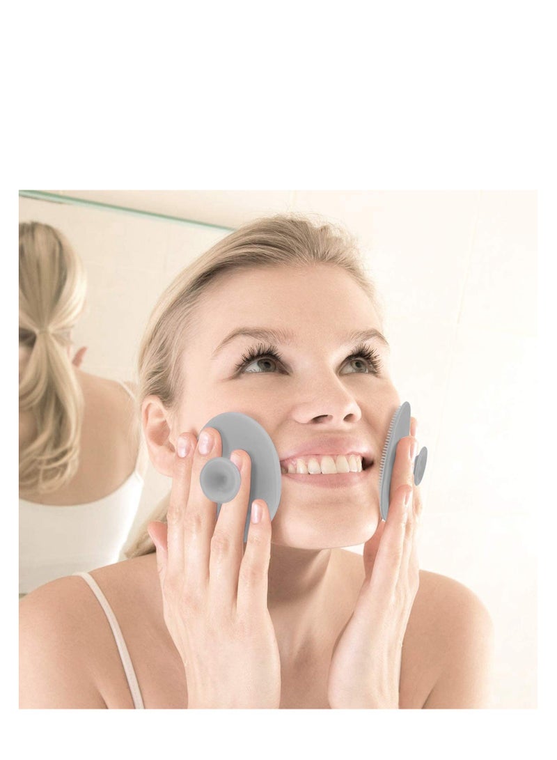 Luckyiren silicone face scrubber exfoliator facial cleansing pads precision pore cleansing pad acne blackheads removing face brush baby shower tool brushes grey + white 4 pack