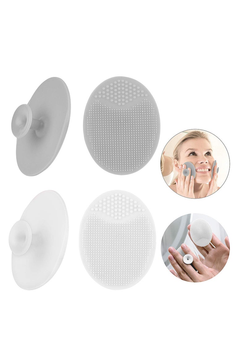 Luckyiren silicone face scrubber exfoliator facial cleansing pads precision pore cleansing pad acne blackheads removing face brush baby shower tool brushes grey + white 4 pack