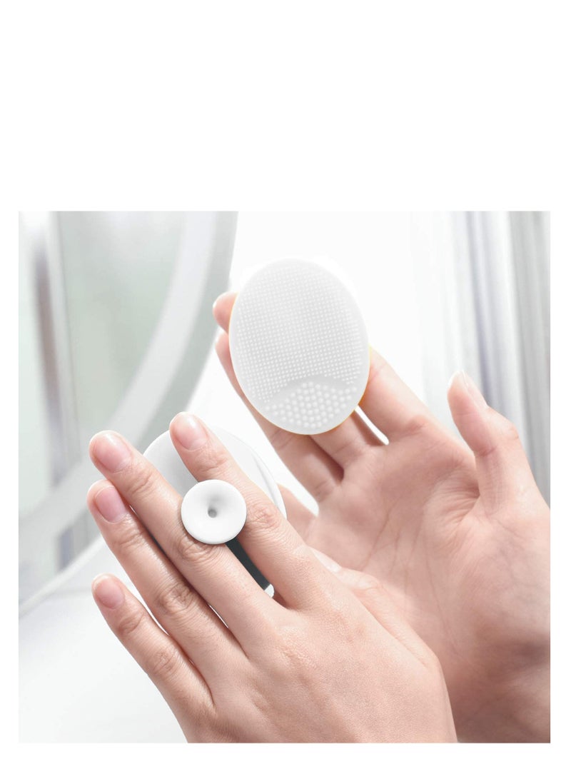 Luckyiren silicone face scrubber exfoliator facial cleansing pads precision pore cleansing pad acne blackheads removing face brush baby shower tool brushes grey + white 4 pack