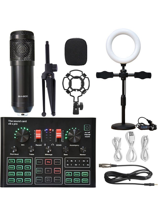 Multi-Functional Professional Sound Card Microphone Set BPElec002 Black