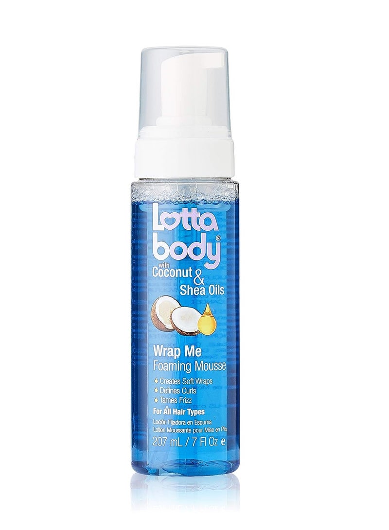 Lottabody Coconut Oil and Shea Wrap Me Foaming Curl Mousse , Creates Soft Wraps, Hair Mousse for Curly Hair, Defines Curls, Anti Frizz, 7 Fl Oz