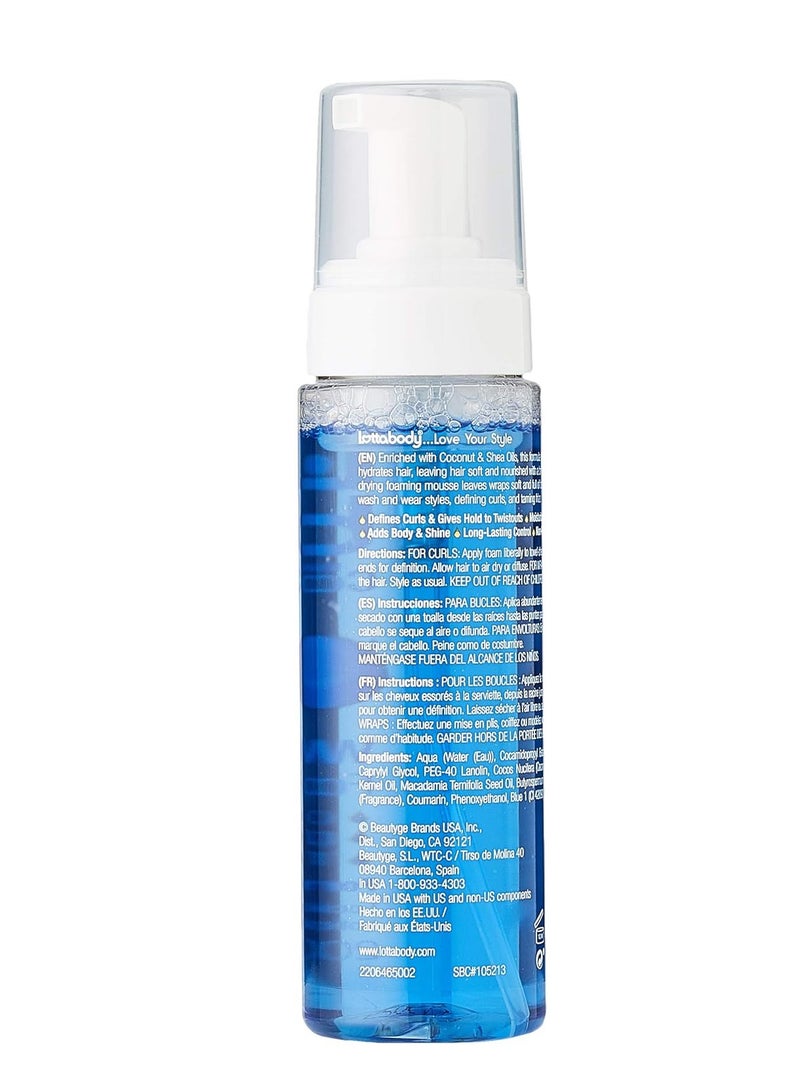 Lottabody Coconut Oil and Shea Wrap Me Foaming Curl Mousse , Creates Soft Wraps, Hair Mousse for Curly Hair, Defines Curls, Anti Frizz, 7 Fl Oz