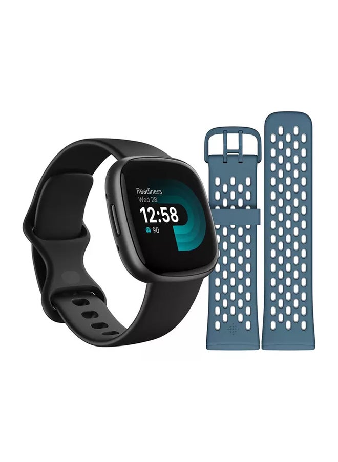 Versa 4 Sports Pack, Health And Fitness Smartwatch With Blue Sport Band Black / Graphite
