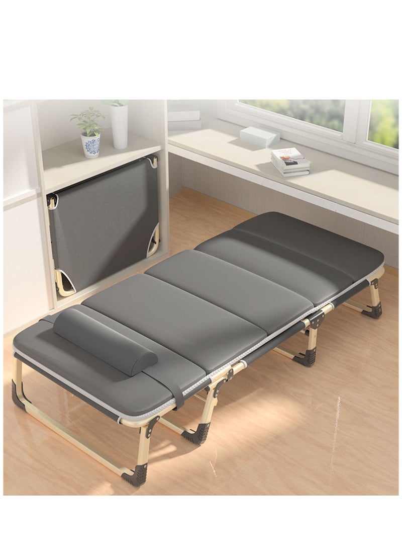 Thickened Folding Bed Single Bed Office Lunch Break Home Adult Simple Portable Escort Camp Bed Folding Bed Single Bed Office Recliner Nap Bed Folding Bed with Simple Portable Camp Bed