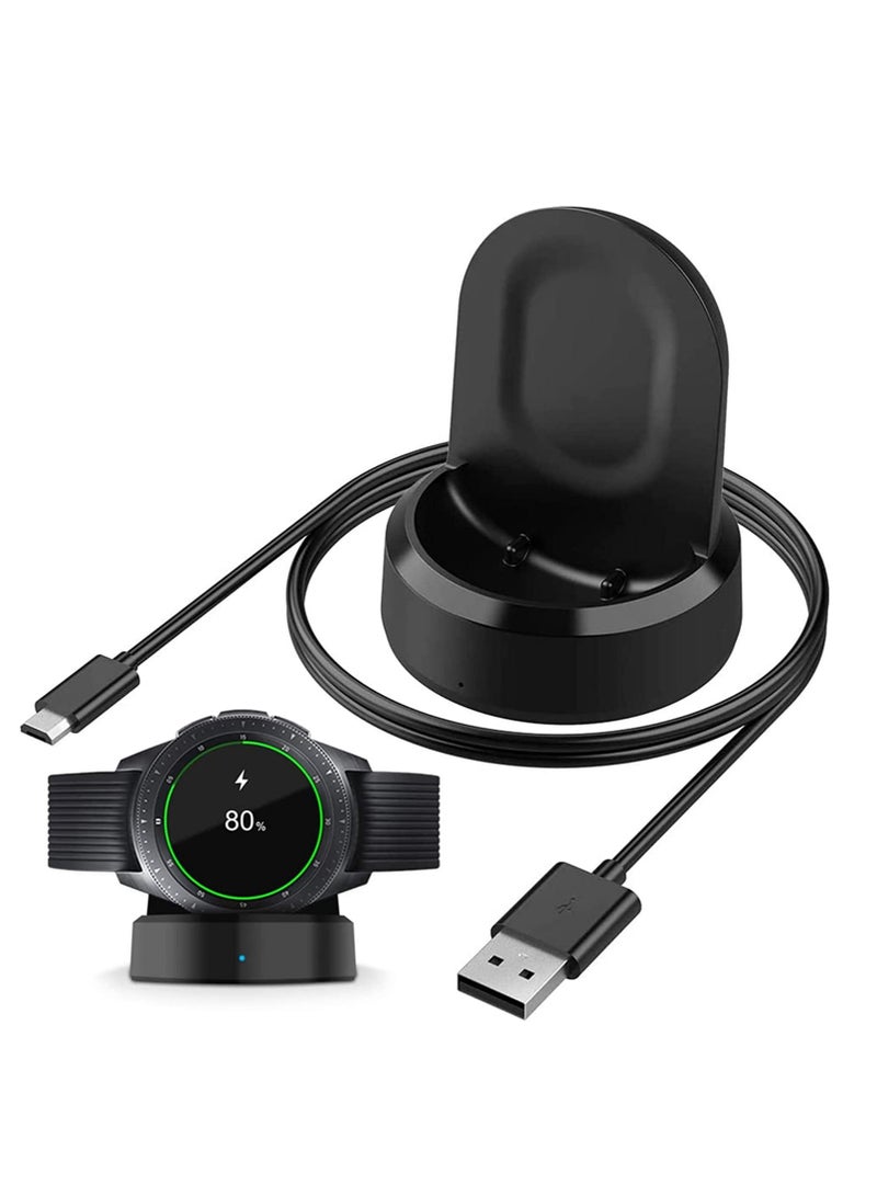 Charger for Samsung Galaxy Watch 42mm 46mm Wireless Fast Dock Smart gear S3 Portable Charging Cradle stand with USB Cable Black