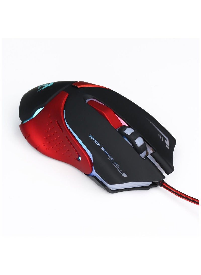 HXSJ Ergonomic Optical Professional Esport Gaming Mouse Mice Adjustable 3200 DPI Breathing LED Light 6 Buttons USB Wired for Laptop PC Computer