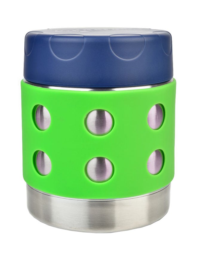 LunchBots Thermal 8 oz Triple Insulated Thermos - Hot 6 Hours or Cold 12 Hours - Leak Proof Thermos Soup Jar - All Stainless Interior - Navy Lid - Green Dots