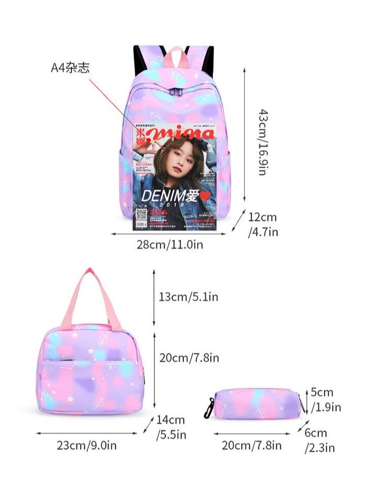 3 Pcs School Bags Backpack Set with  for Kids, Large Capacity Student Bookbag, Includes Backpack, Lunch Bag and Pencil Case, School Supplies for Boys Girls Teens