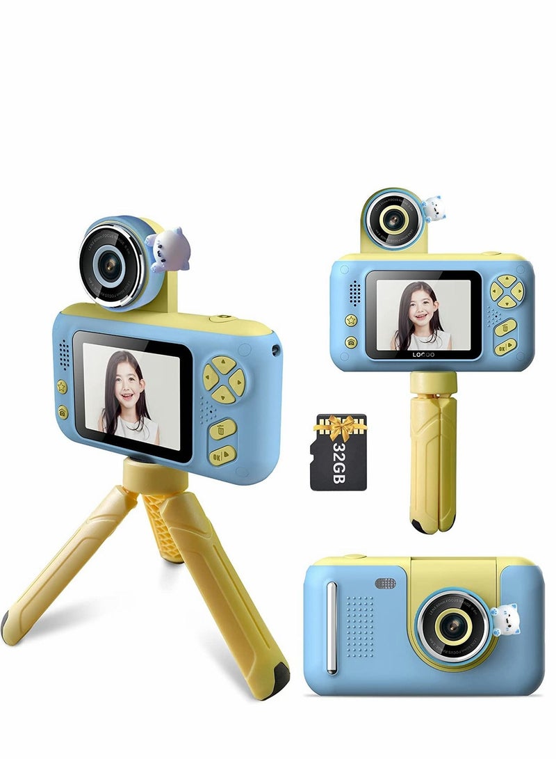 Kids Camera, Children Digital Selfie Camera for 3-12 Year Old Girls Boys with 20MP Photo Resolution, 1080P HD Video 32GB SD Card and Stick
