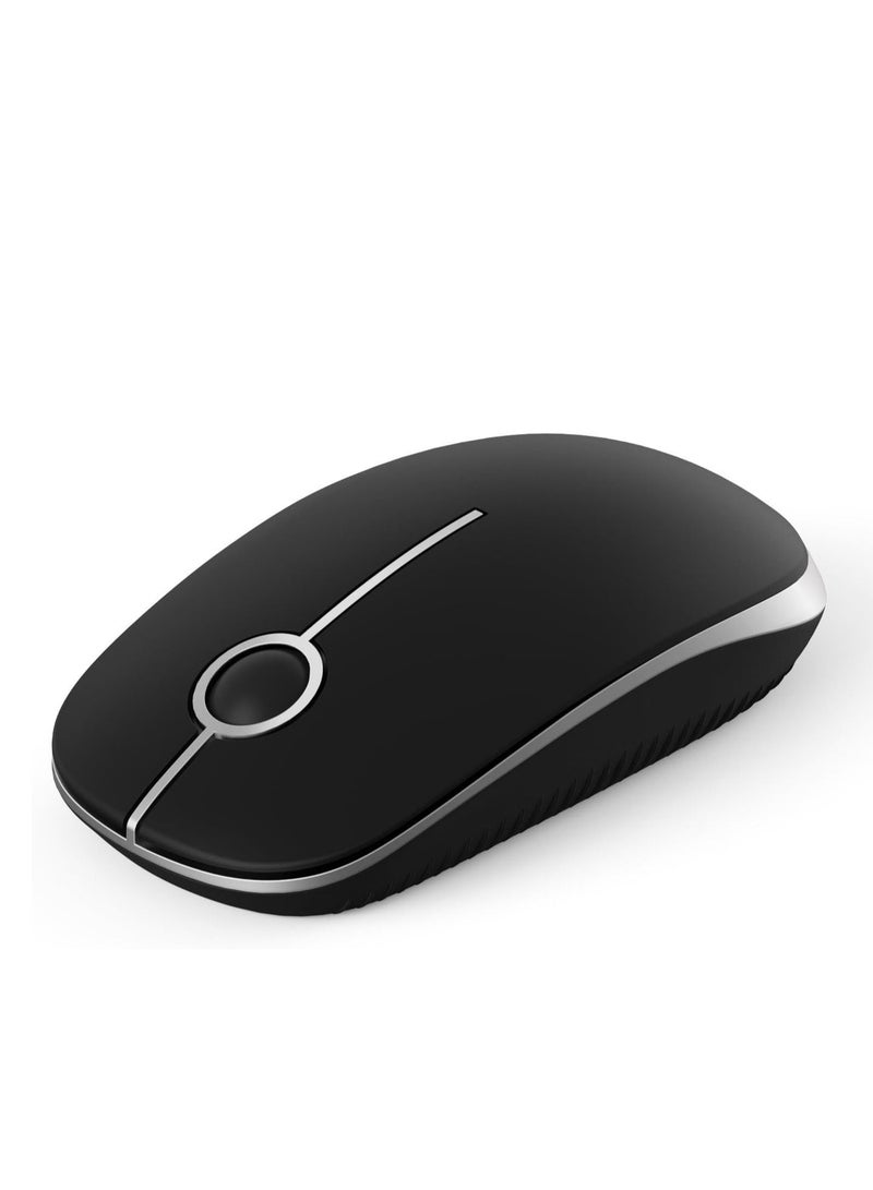 Wireless Mouse, 2.4G Slim Portable Computer Mice with Nano Receiver for Notebook, PC, Laptop, Computer (Black and Silver)