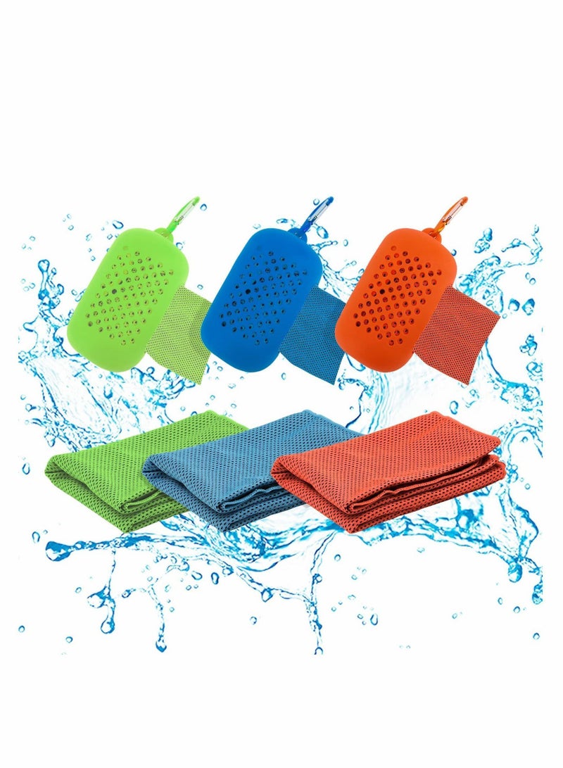 Cooling Towels for Neck and Face with Carry Case 3 Packs, Workout Towel Athletes, Soft & Breathable Ice Towel, Microfiber Chilly
