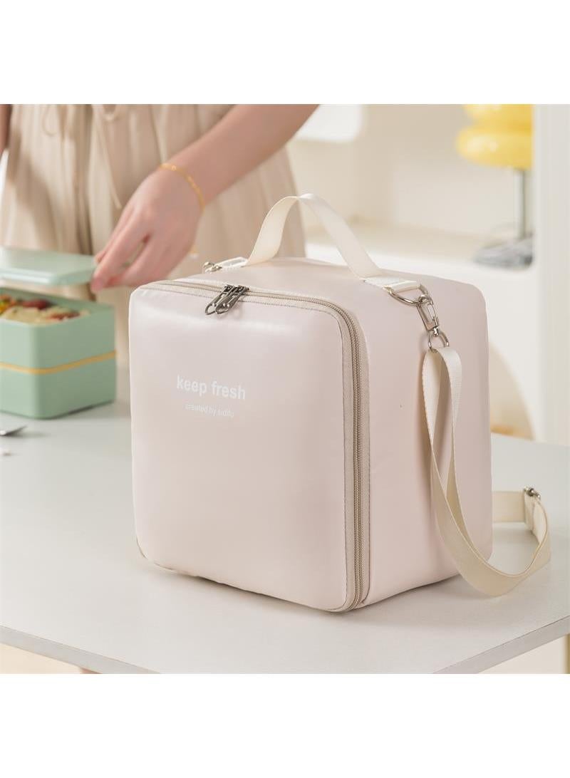 2 piece PU bag with large capacity portable lunch box single shoulder insulation waterproof picnic