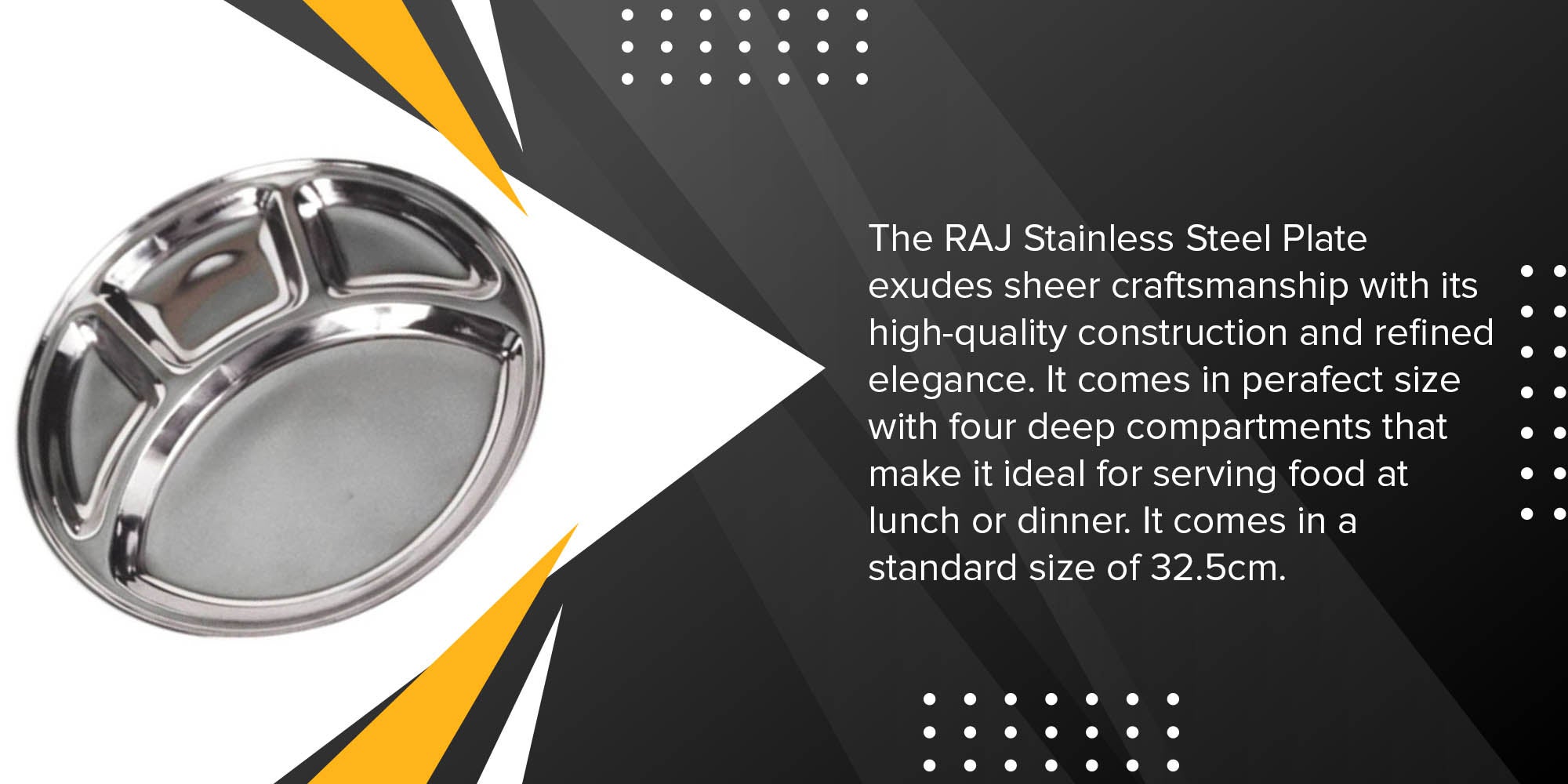 Stainless Steel Plate Silver 32.5cm