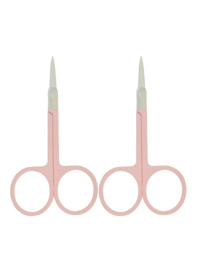 2Pcs Gold Silver Eyebrow Scissor Makeup Manicure Scissors Nails Cuticle Scissors Eyebrow Eyelashes Epilator Face Hair Removal Tools (Pink)