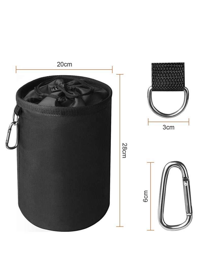 Peg Bag, Black Large Bag with Closing Cord and Hanging Snap Hook, for Laundry Clothes Pegs, Indoor Outdoor Pegs Organizer Storage Use, 7.8 X 11 Inch