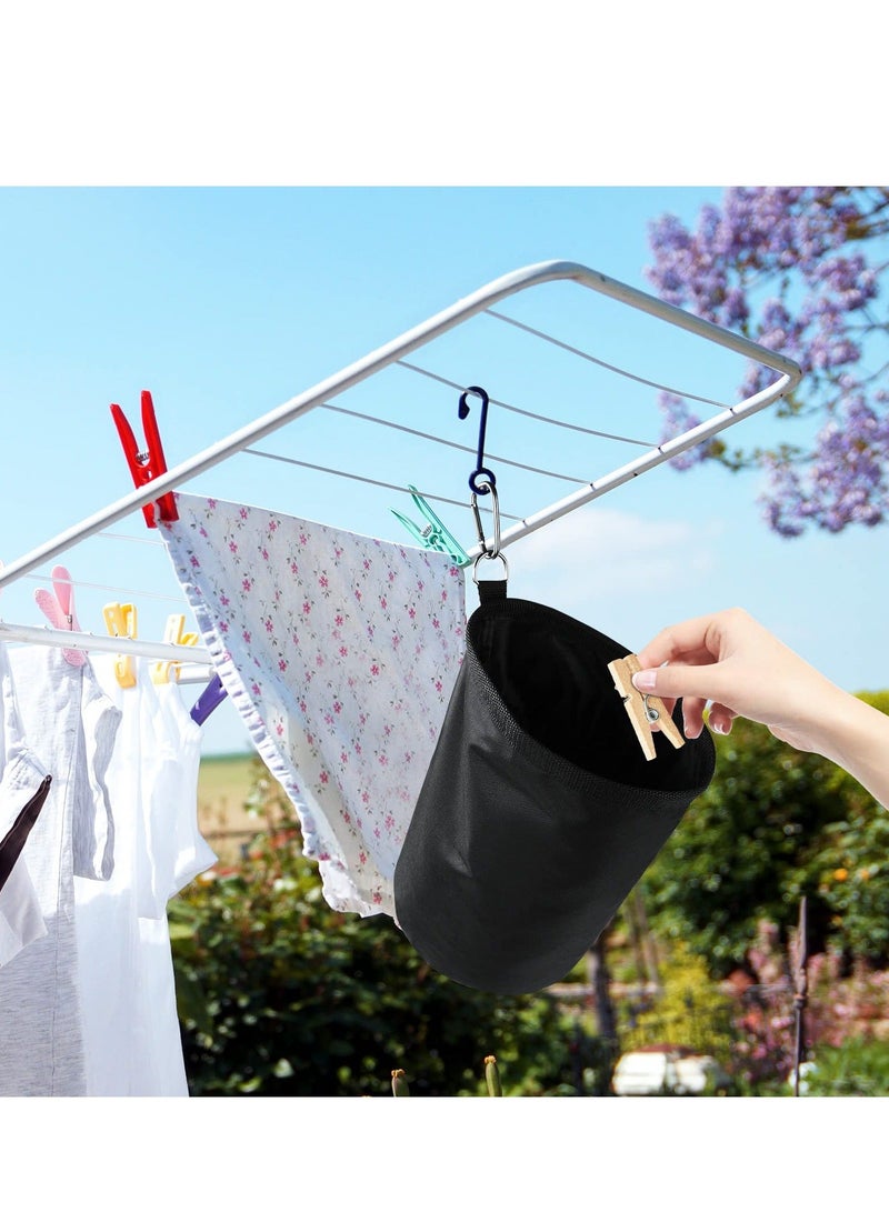 Peg Bag, Black Large Bag with Closing Cord and Hanging Snap Hook, for Laundry Clothes Pegs, Indoor Outdoor Pegs Organizer Storage Use, 7.8 X 11 Inch