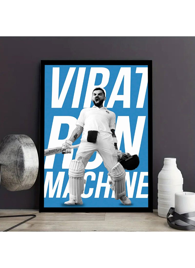 Virat Kohli Wall Poster with Black Frame, Wall Arts Home Décor Photo Frames, 40x55 cm by Spoil Your Wall