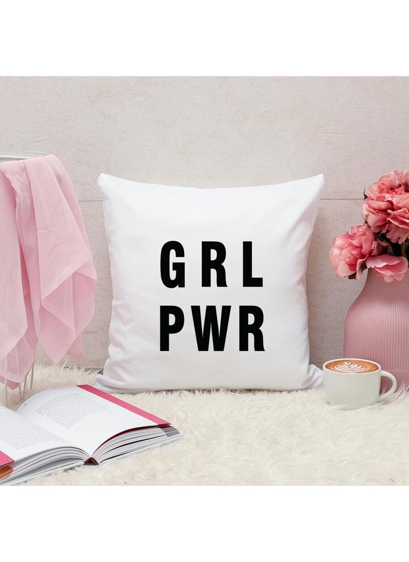 Grl Pwr Quotes Personalized Pillow, 40x40cm Decorative Throw Pillow by Spoil Your Wall