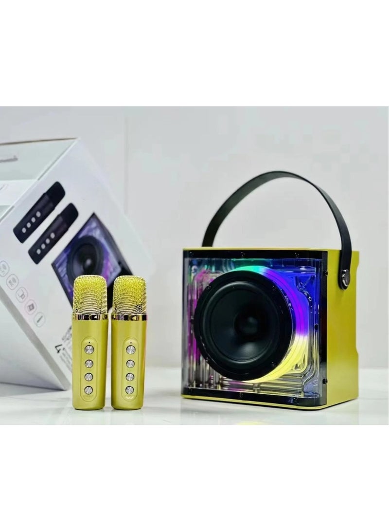 Transparent Bluetooth Microphone Loudspeaker with Subwoofer, Your Ultimate Music Center for Family Parties and Boombox Extravaganzas