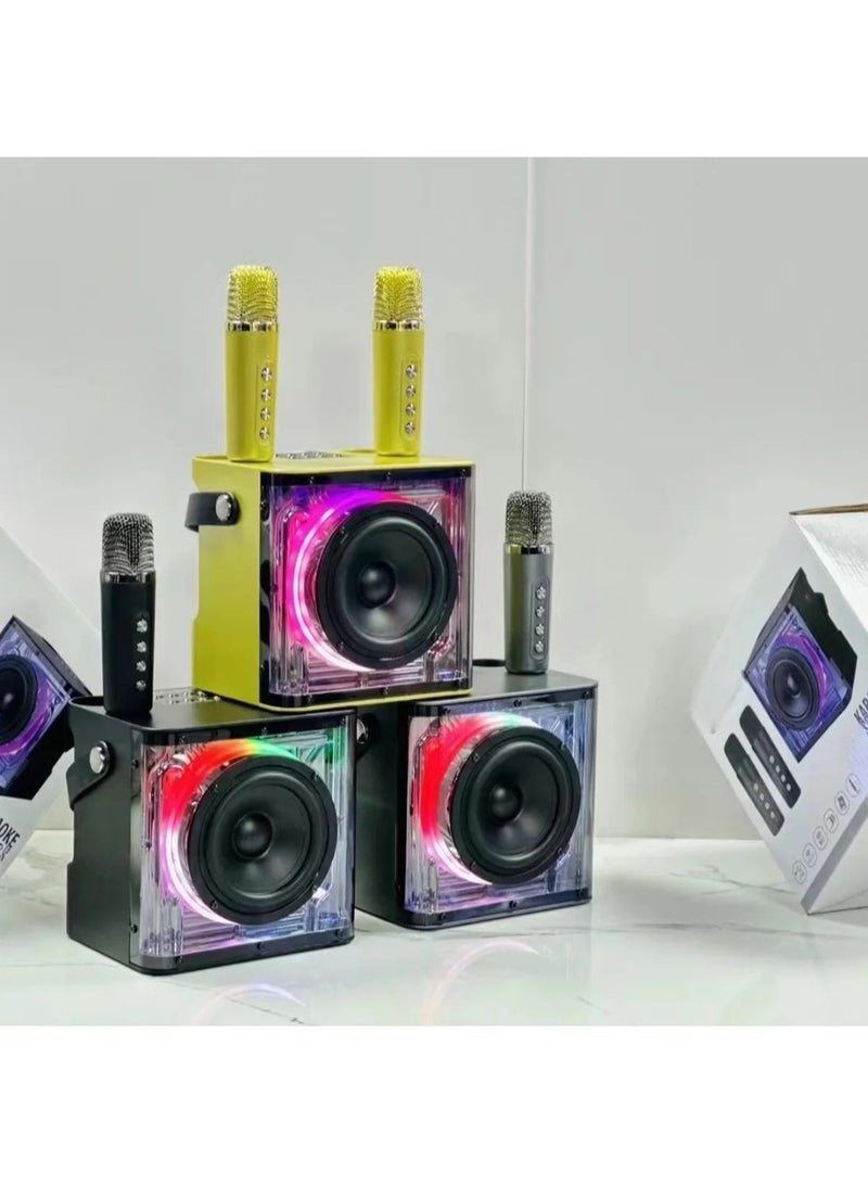 Transparent Bluetooth Microphone Loudspeaker with Subwoofer, Your Ultimate Music Center for Family Parties and Boombox Extravaganzas