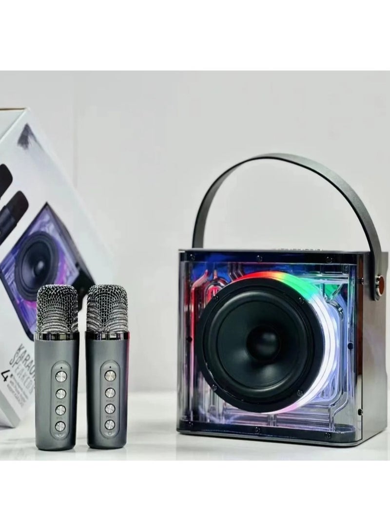 Transparent Bluetooth Microphone Loudspeaker with Subwoofer, Your Ultimate Music Center for Family Parties and Boombox Extravaganzas